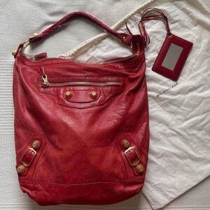 Balenciaga Red Leather Shoulder Bag